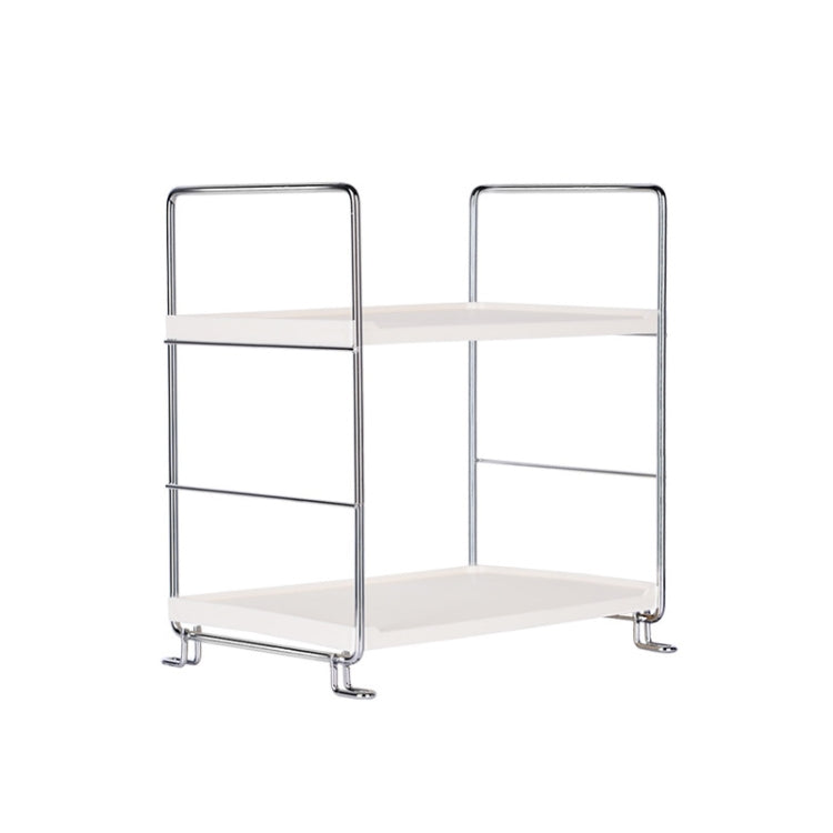 Bathroom Multi-Layer Iron Art Shelf Cosmetics Storage Rack Kitchen Supplies Layered Organizer, Colour: Silver 2 Layers