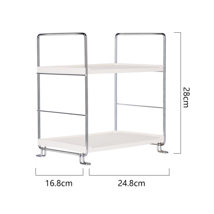 Bathroom Multi-Layer Iron Art Shelf Cosmetics Storage Rack Kitchen Supplies Layered Organizer, Colour: Silver 2 Layers