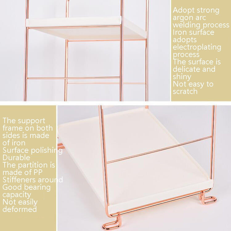 Bathroom Multi-Layer Iron Art Shelf Cosmetics Storage Rack Kitchen Supplies Layered Organizer, Colour: Silver 2 Layers