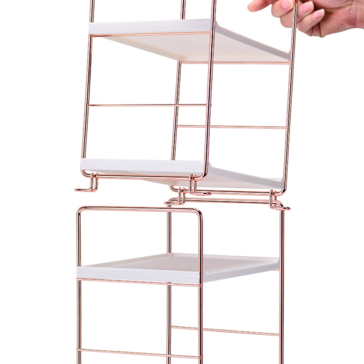 Bathroom Multi-Layer Iron Art Shelf Cosmetics Storage Rack Kitchen Supplies Layered Organizer, Colour: Silver 2 Layers