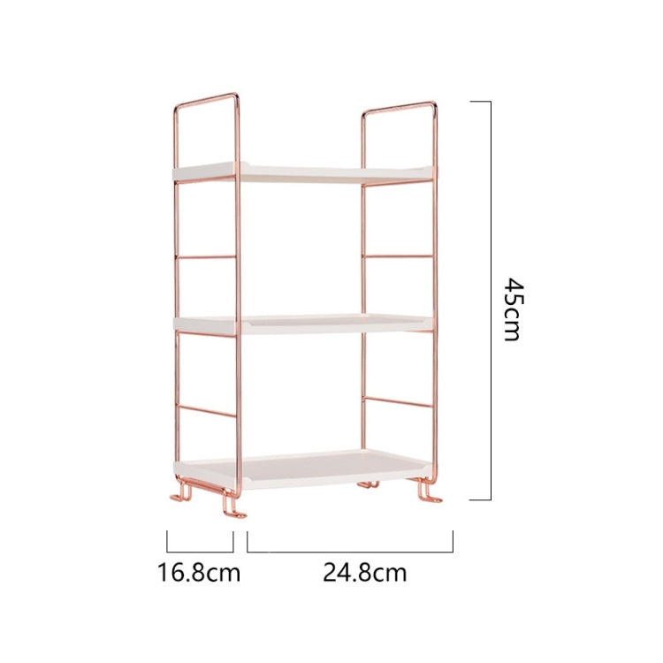Bathroom Multi-Layer Iron Art Shelf Cosmetics Storage Rack Kitchen Supplies Layered Organizer, Colour: Rose Gold 3 Layers