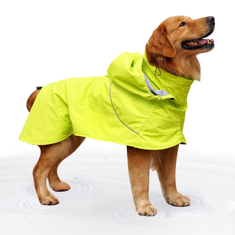 Pet Adjustable Waterproof Nylon Cloth High Collar Detachable Dog Raincoat, Size: L(Fluorescent Green)