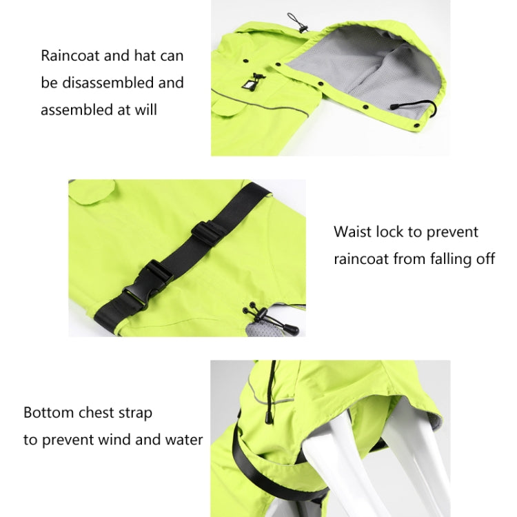 Pet Adjustable Waterproof Nylon Cloth High Collar Detachable Dog Raincoat, Size: L(Fluorescent Green)