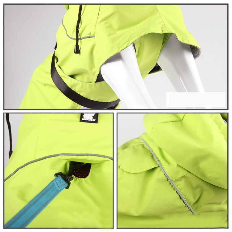 Pet Adjustable Waterproof Nylon Cloth High Collar Detachable Dog Raincoat, Size: L(Fluorescent Green)
