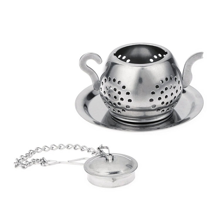 2 PCS Stainless Steel 304 Round Pot Tea Strainer Teapot-Shaped Tea Maker Tea Leak Filter Tea Ball(Stainless steel round teapot)