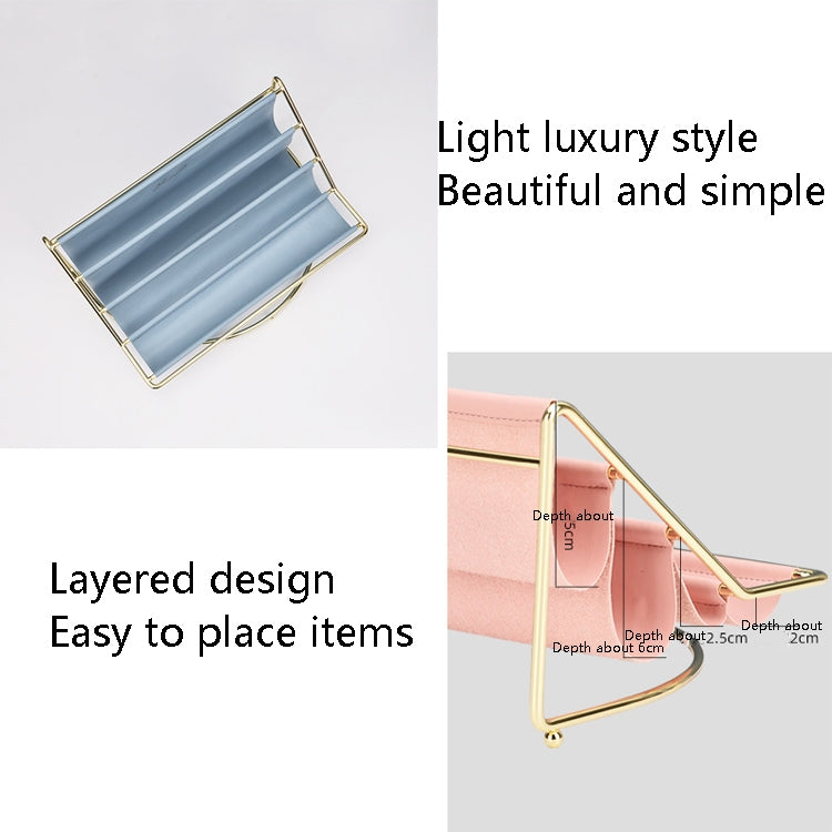 Desktop Racks Multi-Layer Wrought Iron Leather Storage Tray Keys Sundries Tablet Computers Watches Organize Creative Ornaments, Colour: Pink Small