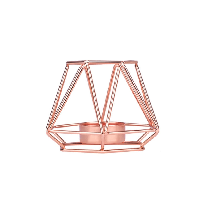 Iron Simple Aromatherapy Candle Holder Geometric Candle Holder Creative Candlelight Dinner Candle Cup Decoration, Size: Rose Gold Small