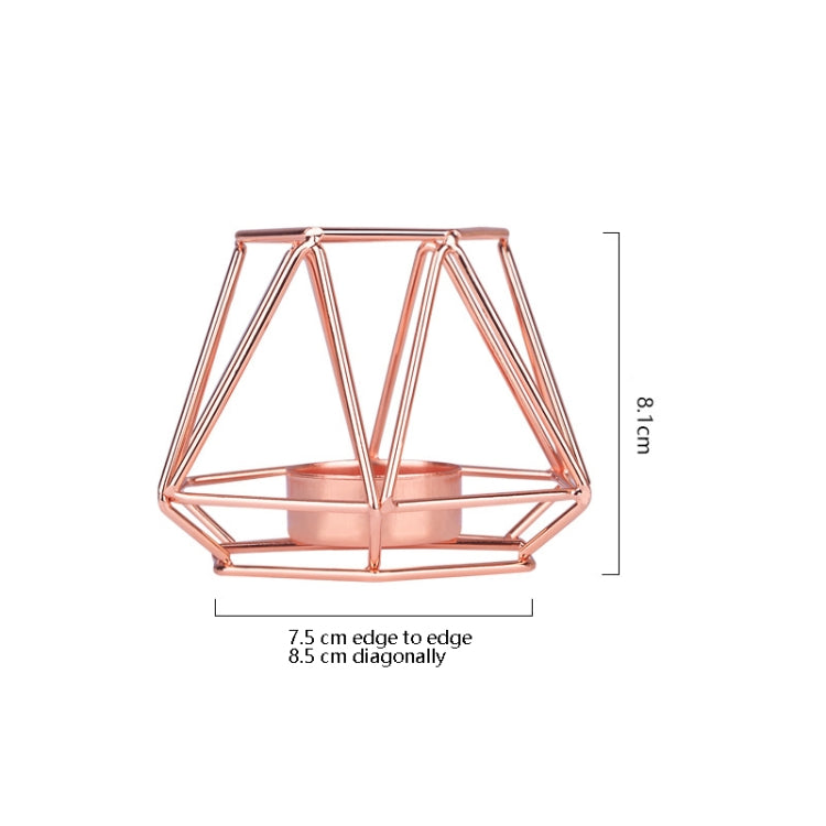 Iron Simple Aromatherapy Candle Holder Geometric Candle Holder Creative Candlelight Dinner Candle Cup Decoration, Size: Rose Gold Small