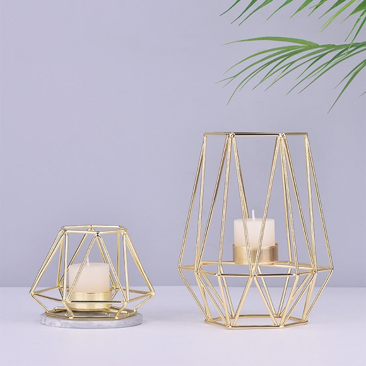 Iron Simple Aromatherapy Candle Holder Geometric Candle Holder Creative Candlelight Dinner Candle Cup Decoration, Size: Rose Gold Small