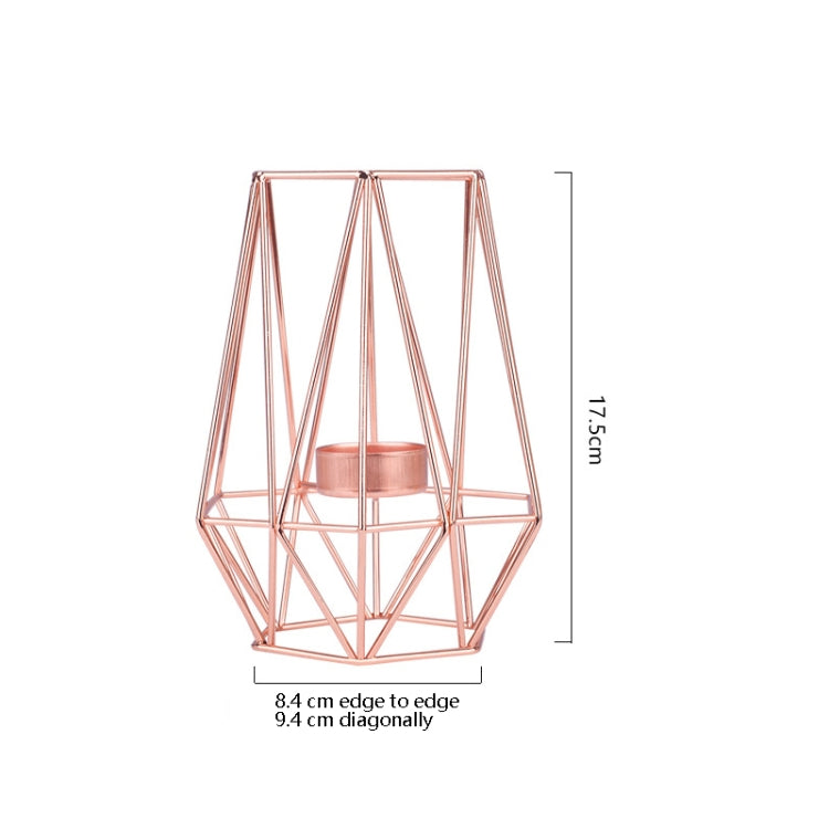 Iron Simple Aromatherapy Candle Holder Geometric Candle Holder Creative Candlelight Dinner Candle Cup Decoration, Size: Rose Gold Large