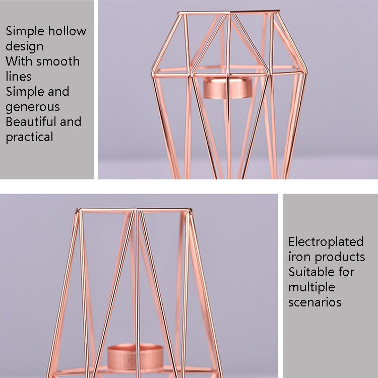 Iron Simple Aromatherapy Candle Holder Geometric Candle Holder Creative Candlelight Dinner Candle Cup Decoration, Size: Rose Gold Large