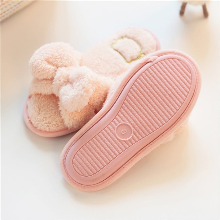 Furry Home Slippers Short Plush Indoor Home Slippers Owknot Slippers Women, Size: 36-37