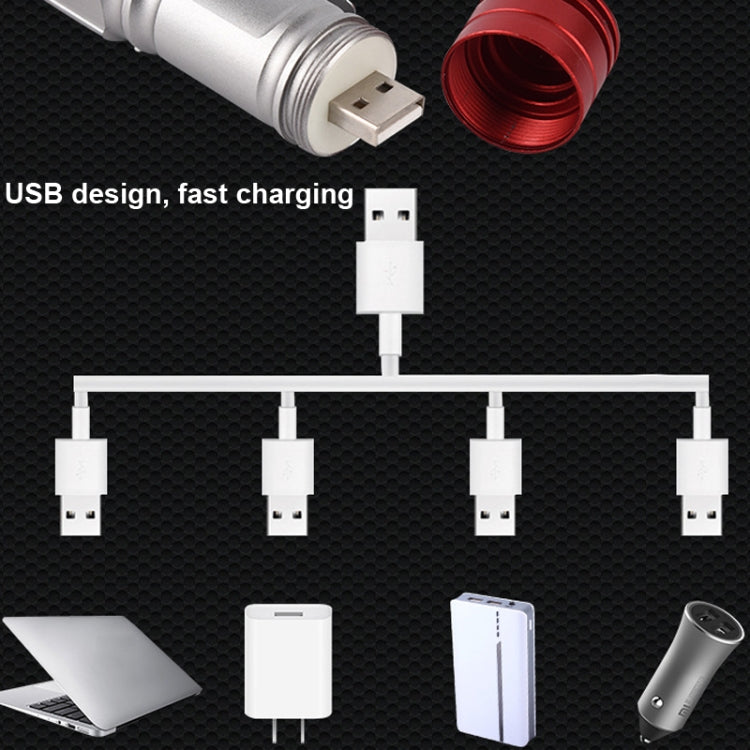 TG-S185 Strong Light Flashlight Telescopic Zoom Long-Range Aluminum Alloy USB  Handheld Mini Charging Flashlight