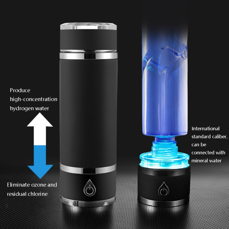 Stainless Steel Hydrogen-Oxygen Separation Hydrogen-Rich Water Cup With Exhaust Weak Alkaline Health Insulation Cup(Black)
