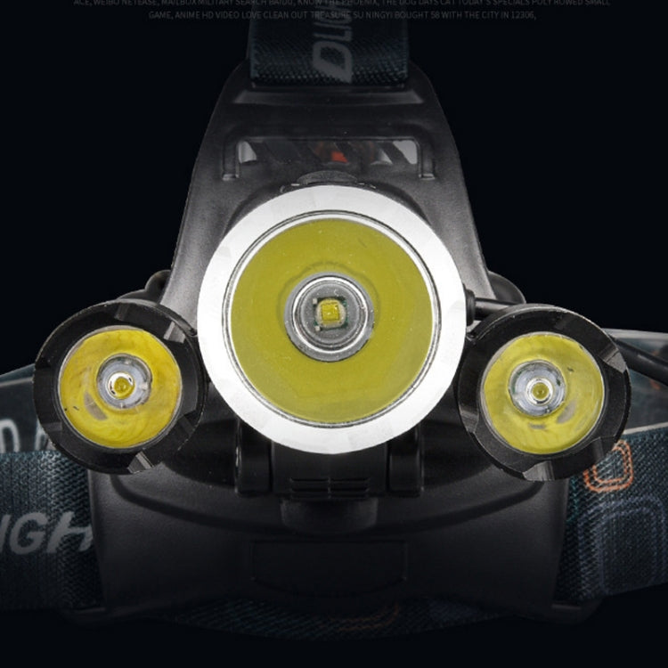 Strong Light Long-Range Rechargeable Three-Head Lamp Outdoor Fishing Lamp Led Head-Mounted Flashlight (1T6 x 2XPE Without Battery)