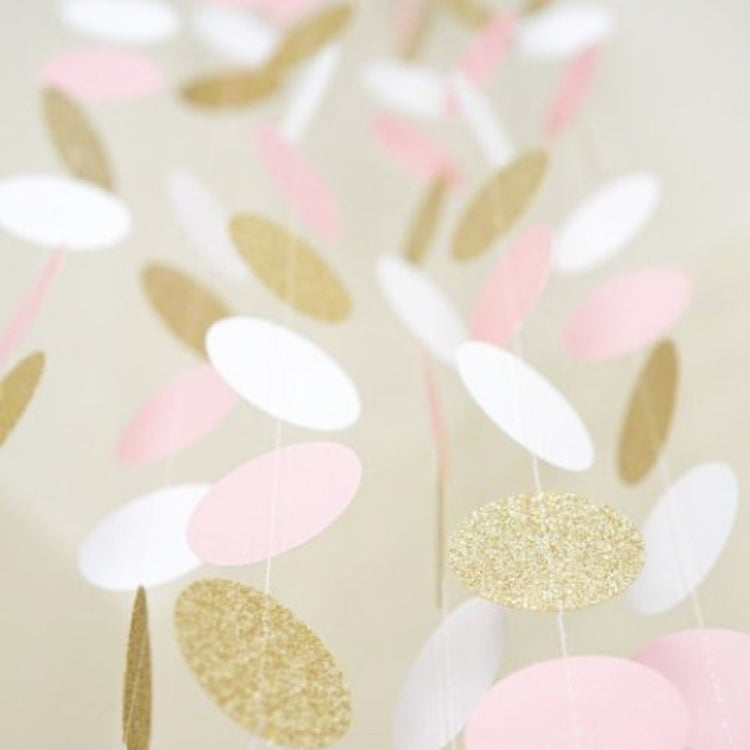5 PCS Flash Gold Paper String Pull Flower Hanging Ornaments Wedding Party Holiday Decoration, Specification:Length 2m