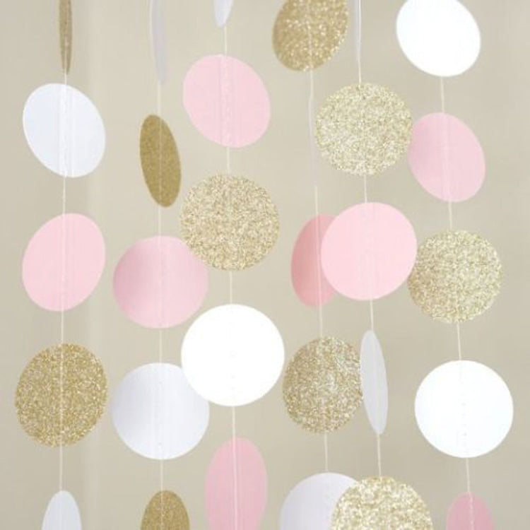 5 PCS Flash Gold Paper String Pull Flower Hanging Ornaments Wedding Party Holiday Decoration, Specification:Length 2m