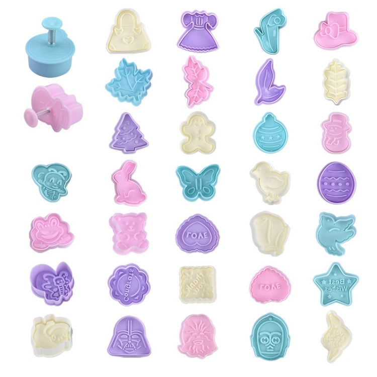 5 Sets Three-Dimensional Fondant Biscuit Embossing Mold Push-Type Cake Mold Random Style Delivery