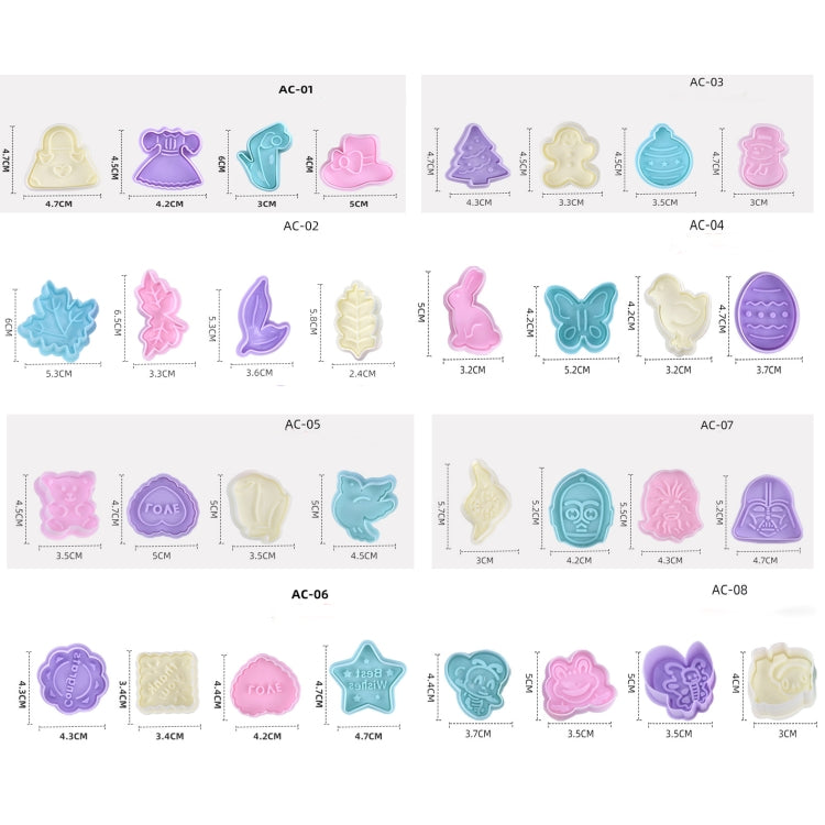 5 Sets Three-Dimensional Fondant Biscuit Embossing Mold Push-Type Cake Mold Random Style Delivery