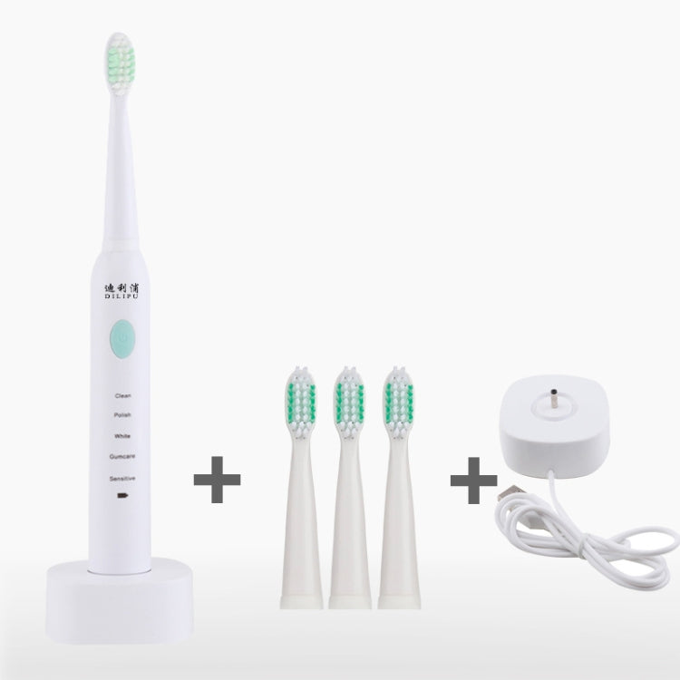 DELIPU Electric Toothbrush Rechargeable Sonic 5-Speed Adjustment Children Adult Household Waterproof Soft Hair Whitening Toothbrush USB Charging Stand(White)