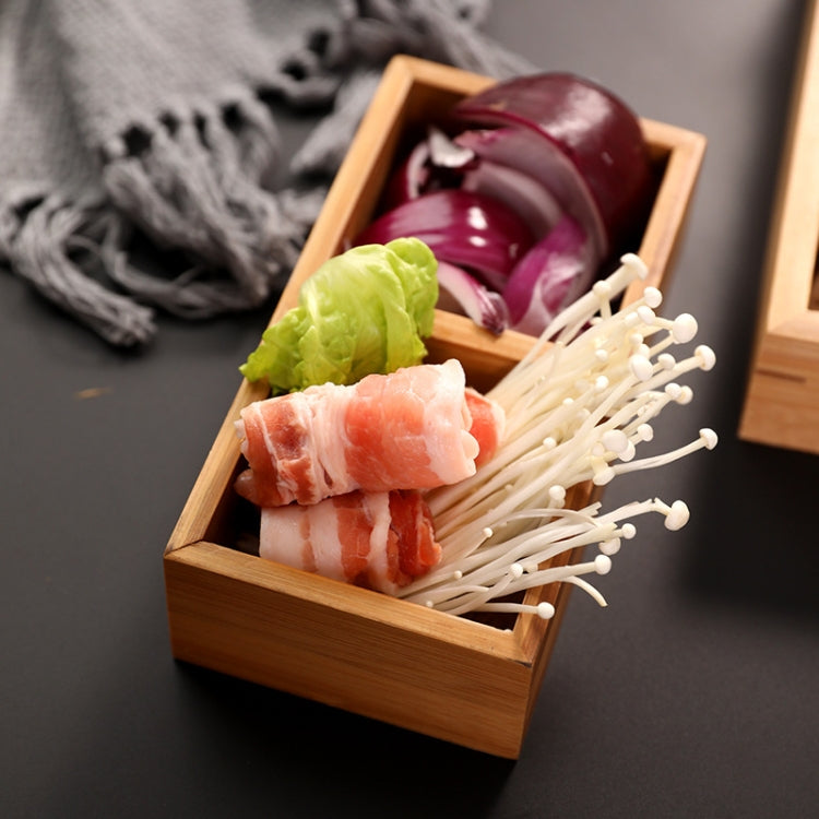 Hot Pot Bamboo Plate Compartmental Platter Vegetable Wood Tray Set Six Grid Plate