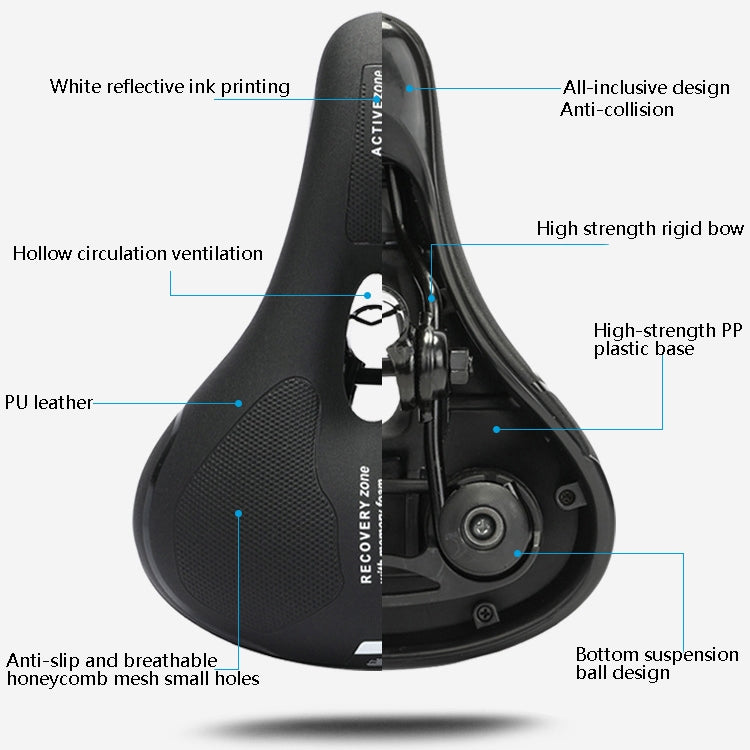 Bicycle Seat Saddle Mountain Bike Seat Comfortable Thick Memory Foam(Black)