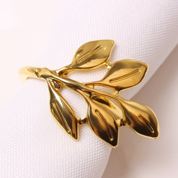 6 PCS Electroplating Leaf Shape Napkin Buckle Wedding Hotel Napkin Ring