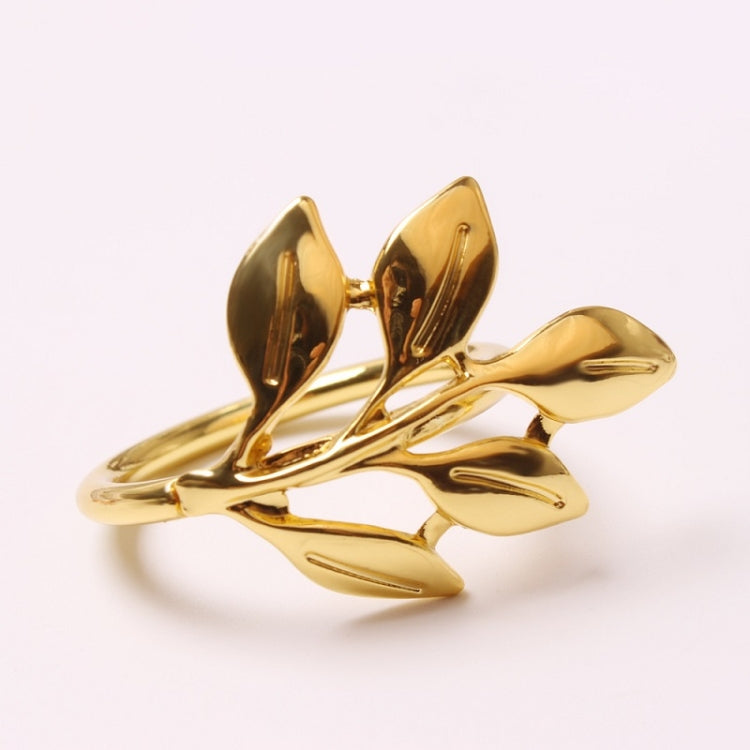 6 PCS Electroplating Leaf Shape Napkin Buckle Wedding Hotel Napkin Ring