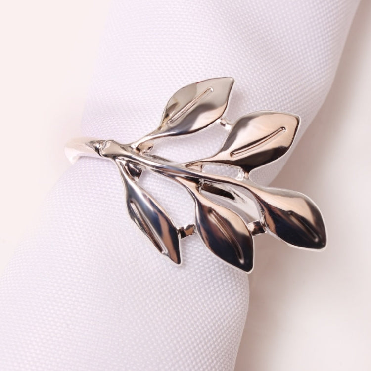 6 PCS Electroplating Leaf Shape Napkin Buckle Wedding Hotel Napkin Ring