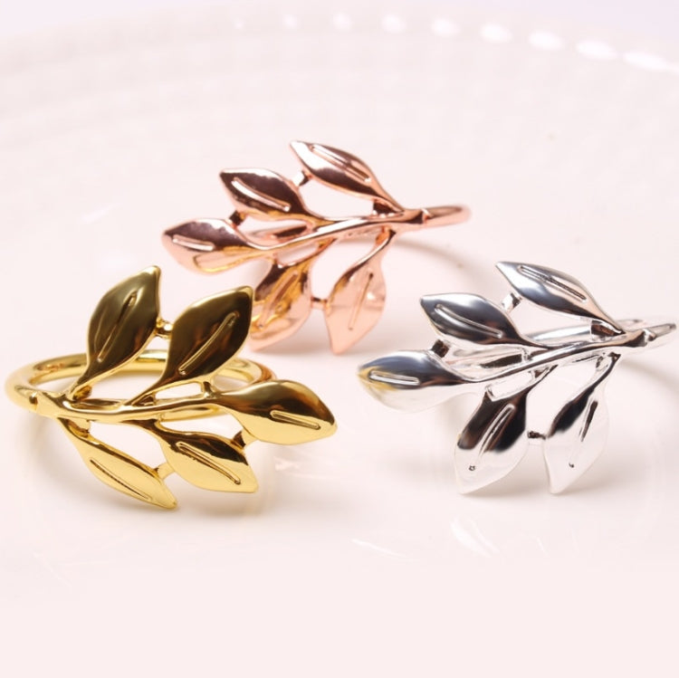 6 PCS Electroplating Leaf Shape Napkin Buckle Wedding Hotel Napkin Ring