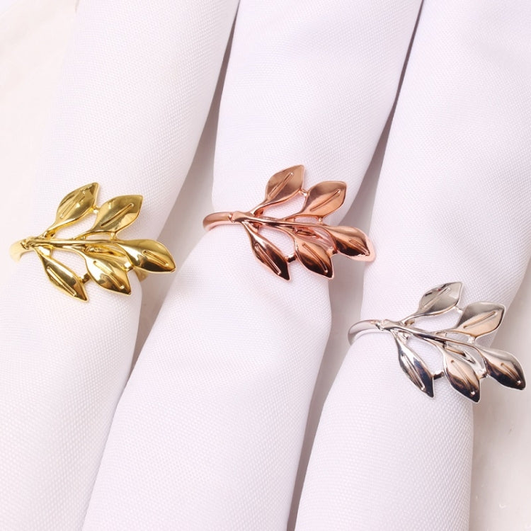 6 PCS Electroplating Leaf Shape Napkin Buckle Wedding Hotel Napkin Ring
