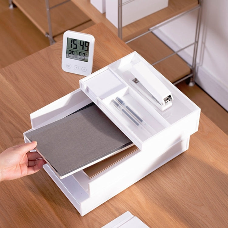Office Stationery Desktop Finishing File Rack A4 Paper Storage Multi-layer Data Basket(White)