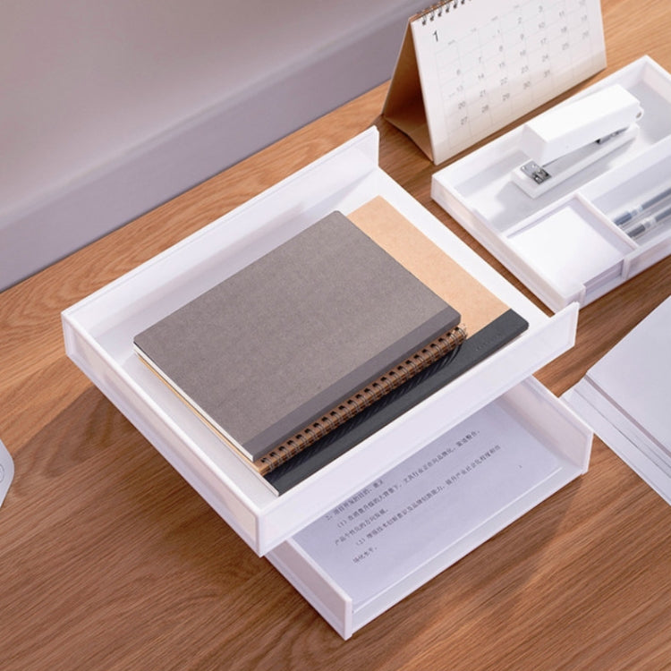 Office Stationery Desktop Finishing File Rack A4 Paper Storage Multi-layer Data Basket(White)