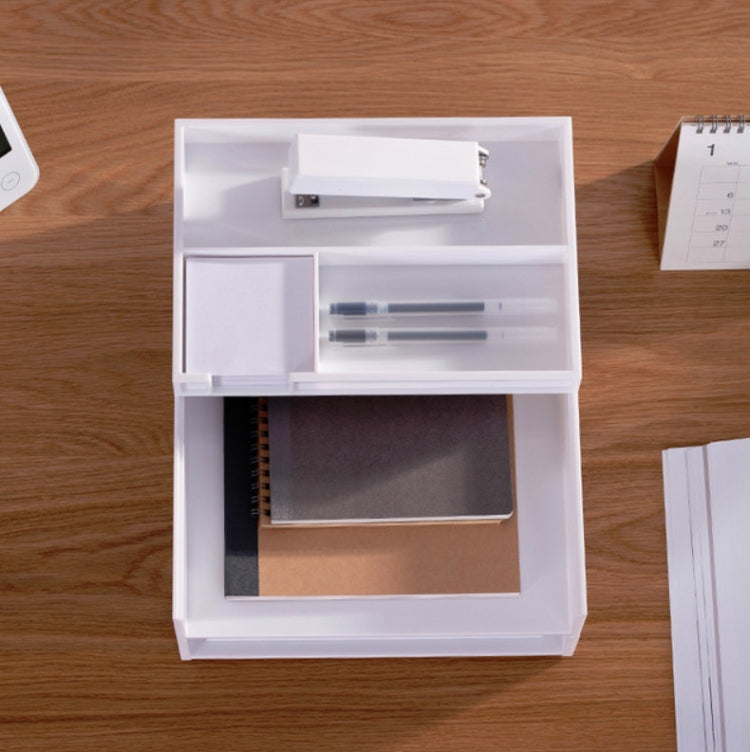 Office Stationery Desktop Finishing File Rack A4 Paper Storage Multi-layer Data Basket(White)