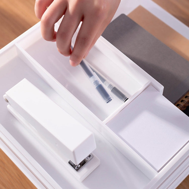 Office Stationery Desktop Finishing File Rack A4 Paper Storage Multi-layer Data Basket(White)