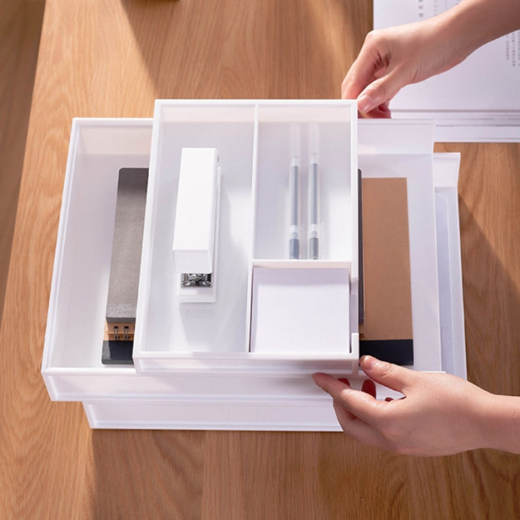 Office Stationery Desktop Finishing File Rack A4 Paper Storage Multi-layer Data Basket(White)