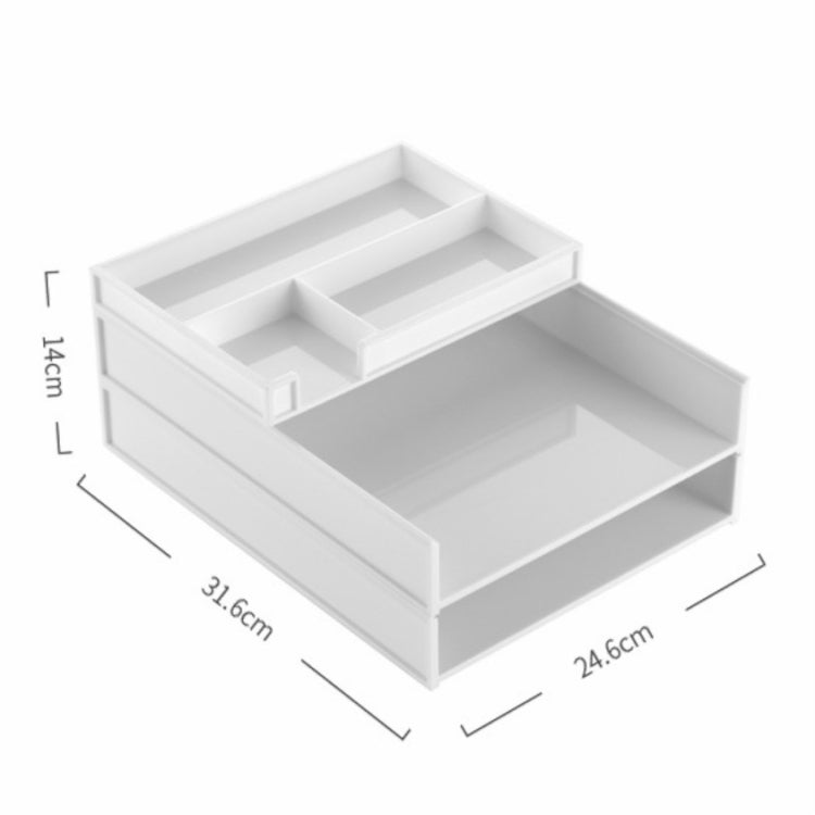 Office Stationery Desktop Finishing File Rack A4 Paper Storage Multi-layer Data Basket(White)