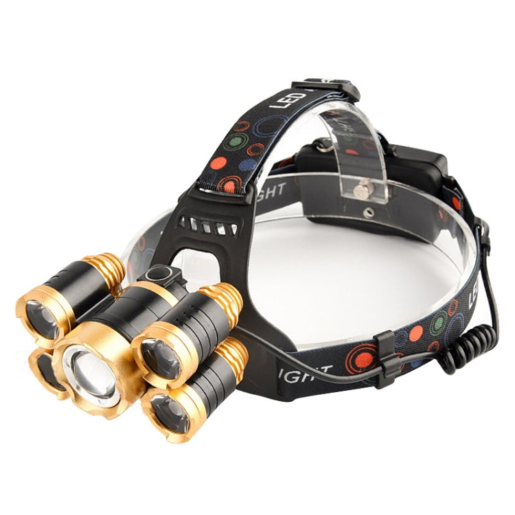 Rechargeable Waterproof Outdoor Headlight Zoom Sensor Light, Colour: Golden Induction (No Battery, Charger)