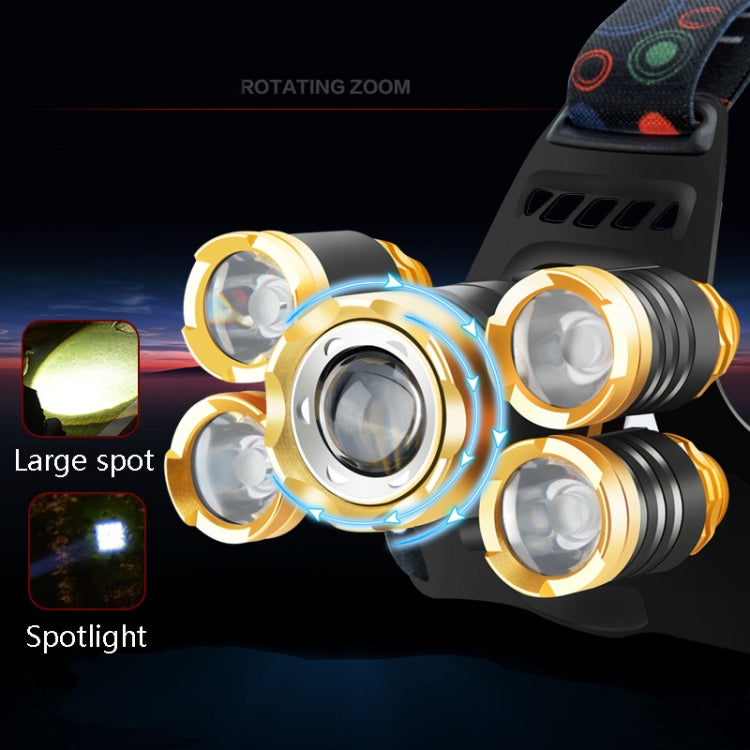 Rechargeable Waterproof Outdoor Headlight Zoom Sensor Light, Colour: Golden Induction (No Battery, Charger)