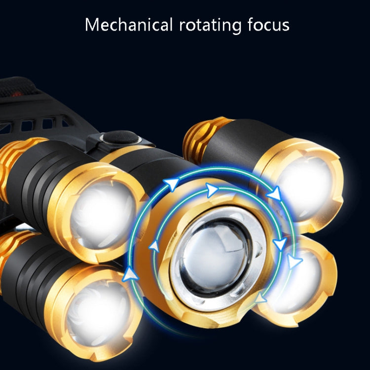 Rechargeable Waterproof Outdoor Headlight Zoom Sensor Light, Colour: Golden Induction (No Battery, Charger)