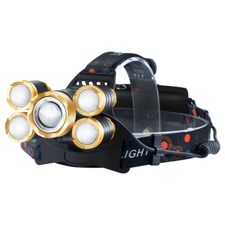 Rechargeable Waterproof Outdoor Headlight Zoom Sensor Light, Colour: Golden Non-sensing (No Battery, Charger)