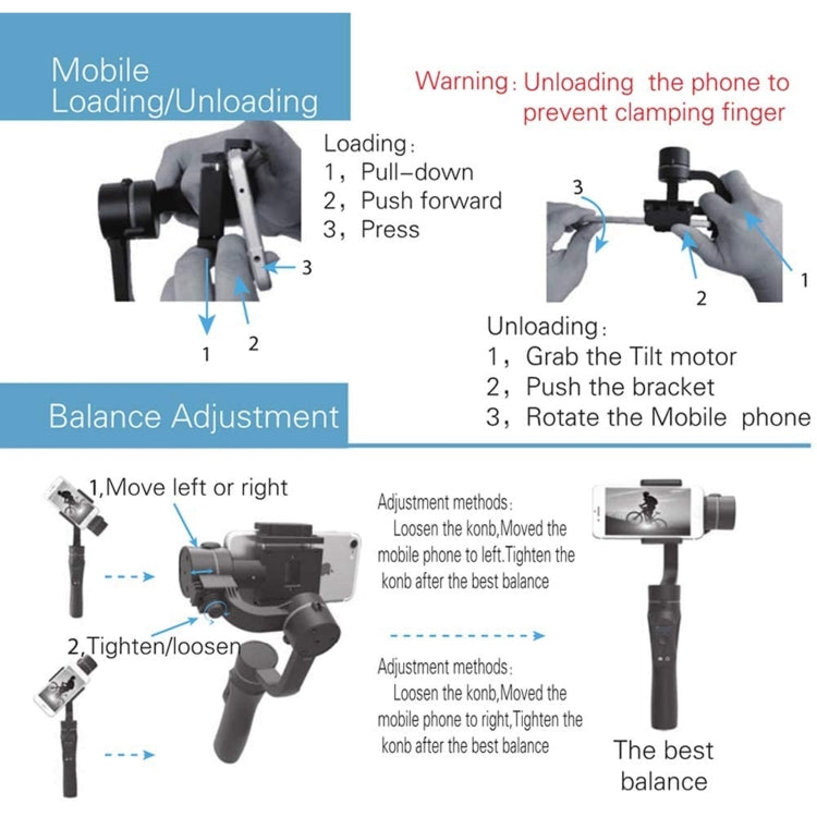 H2 Mobile Phone Stabilizer Three-Axis Anti-Shake Handheld Camera Gimbal Smart Camera Gimbal(Red)