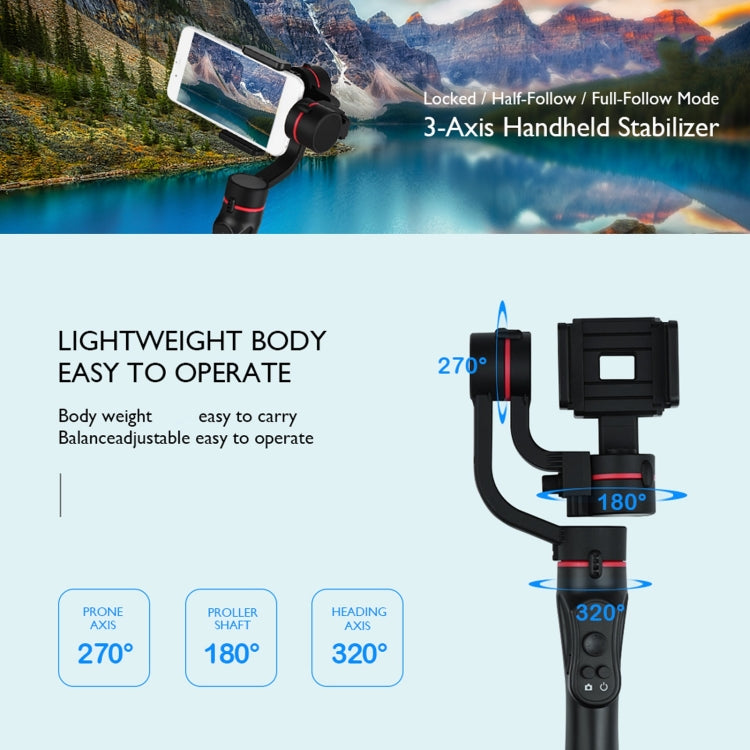 H2 Mobile Phone Stabilizer Three-Axis Anti-Shake Handheld Camera Gimbal Smart Camera Gimbal(Red)