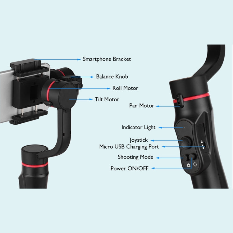 H2 Mobile Phone Stabilizer Three-Axis Anti-Shake Handheld Camera Gimbal Smart Camera Gimbal(Red)