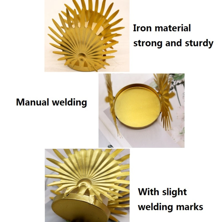 3 PCS Banquet Candle Holders Leaf-Shaped Desktop Decorations Household Candle Holders(Golden)
