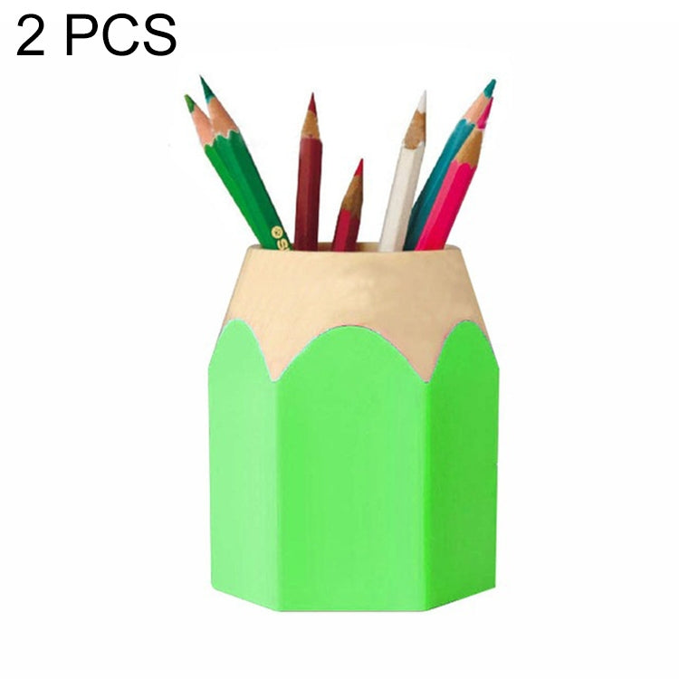 2 PCS Plastic Multifunction Pencil Shape Pen holder Removable Students Supplies Dual-Use Round Pen Holder