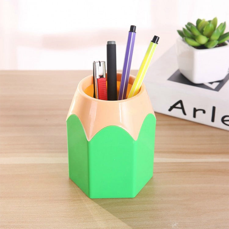 2 PCS Plastic Multifunction Pencil Shape Pen holder Removable Students Supplies Dual-Use Round Pen Holder