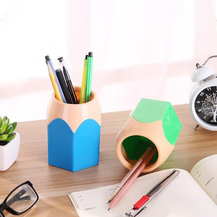 2 PCS Plastic Multifunction Pencil Shape Pen holder Removable Students Supplies Dual-Use Round Pen Holder