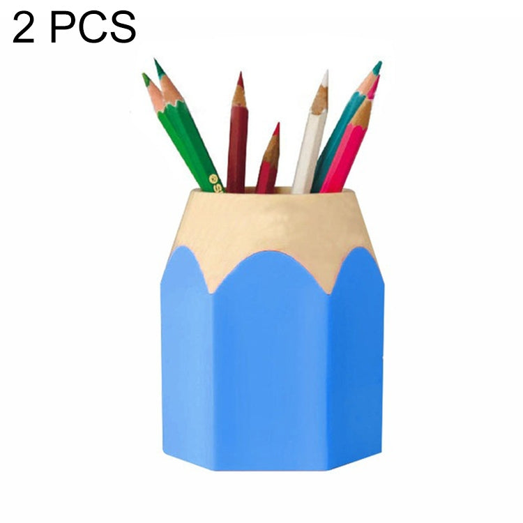 2 PCS Plastic Multifunction Pencil Shape Pen holder Removable Students Supplies Dual-Use Round Pen Holder