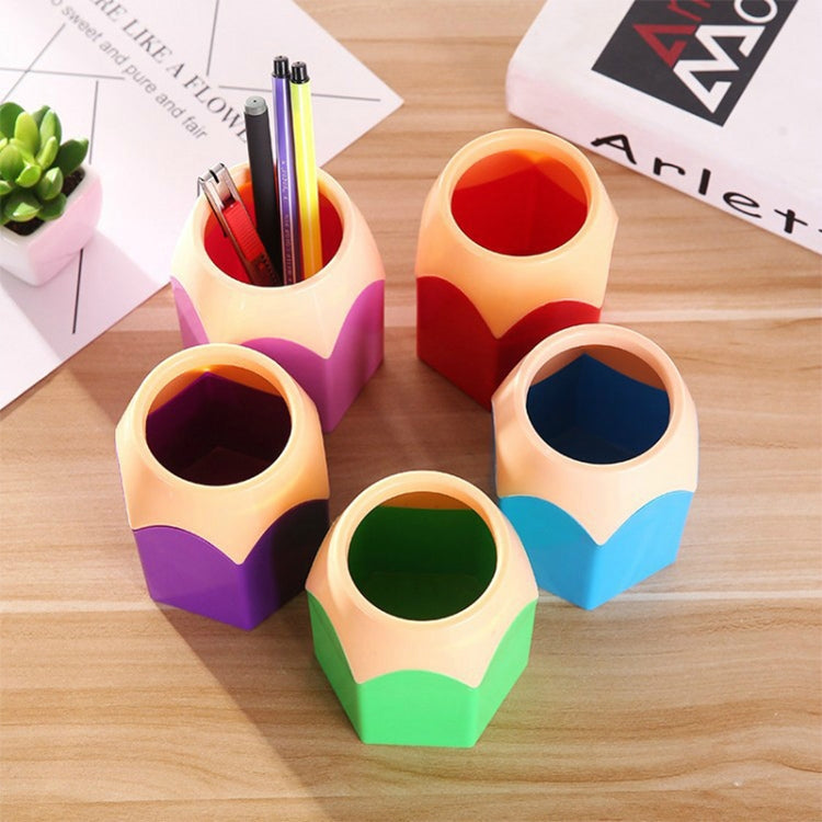 2 PCS Plastic Multifunction Pencil Shape Pen holder Removable Students Supplies Dual-Use Round Pen Holder